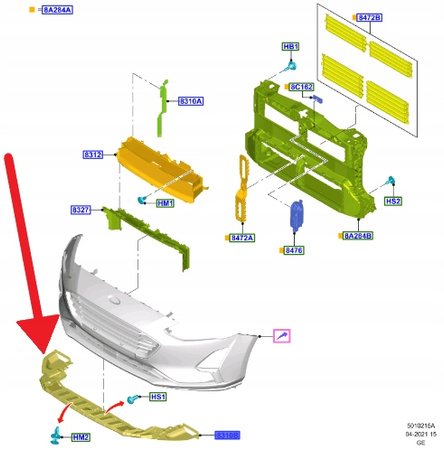 OSŁONA DOLNA ZDERZAKA PRZÓD FORD FOCUS 2018- OE 2246686 _ JX7B-8B384-SC