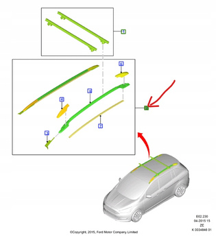 ZESTAW RELINGÓW DACHOWYCH FORD C-MAX Mk2 1688531 _ AMAM5J-U550B12-AA