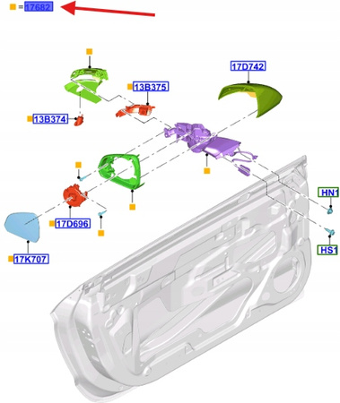 LUSTERKO PRAWE FORD MUSTANG 2015- 2021 OE 2331770 _ FR3B-17E714-CN