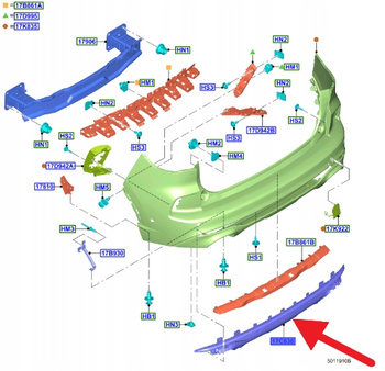 LISTWA DOLNA ZDERZAKA TYŁ FORD KUGA 2020- 2460975 _ LV4B-17E911-DJB5UAW