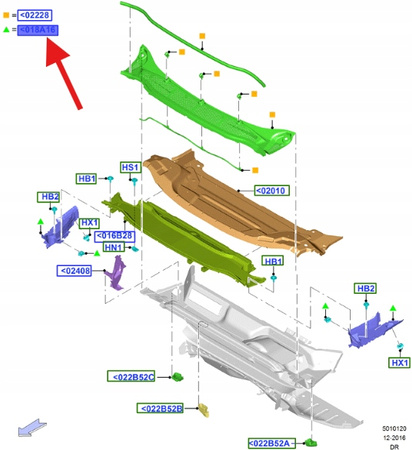 WYGŁUSZENIE PRAWE BŁOTNIKA GALAXY S-MAX 2015- OE 1912912 _ EM2B-R020A26-AC
