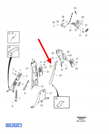 OSŁONA SŁUPKA C PRAWA VOLVO XC90 2016- OEM/OE 32244250