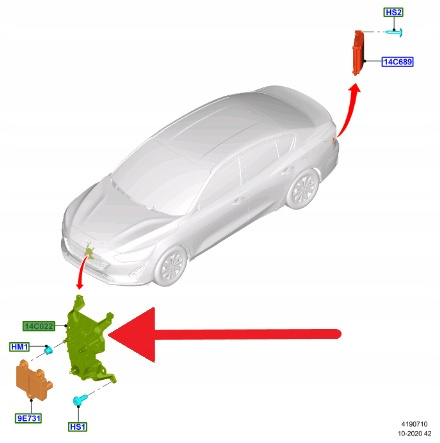 MOCOWANIE CZUJNIKA KOLIZJI FORD FOCUS 2018- OE 2430548 _ JX7T-14C022-AC