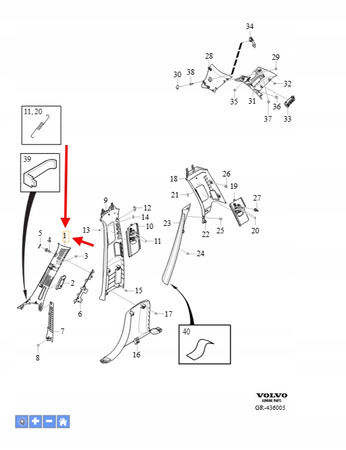 OSŁONA LEWEGO SŁUPKA A SZYBY PRZEDNIEJ VOLVO XC90 2016- OEM/OE 32244288