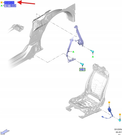 KLAMRA PASA BEZPIECZEŃSTWA FORD MUSTANG 2015- 2281487 _ FR3B-6361202-AJ3ZHE