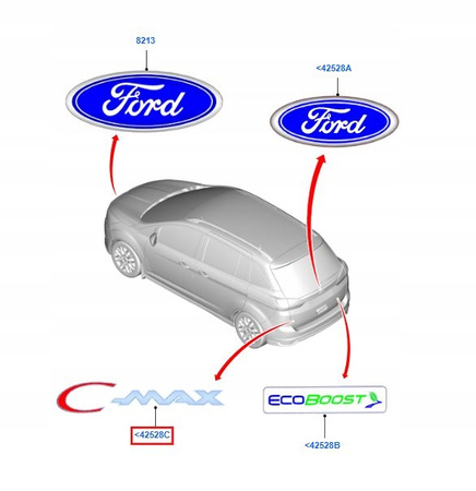 EMBLEMAT ZNACZEK FORD C-MAX Mk1 2007-2010 Mk2 _ 1721056 _ 7M51-R42528-AE