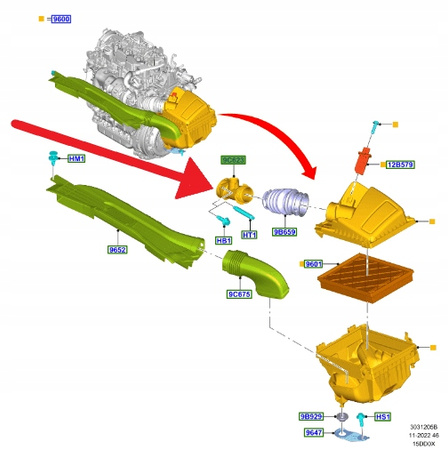 RURA FILTRA POWIETRZA 1.5 TDCI TRANIST KUGA 2018- 2517707 _ KV61-9C623-AD