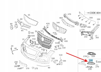 KRATKA ZAŚLEPKA ZDERZAKA PRAWY PRZÓD MERCEDES CLS W218 OE A2188850753