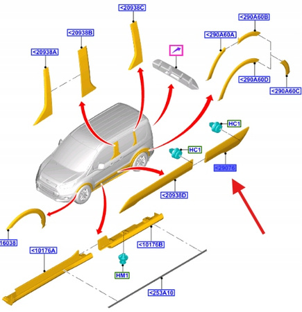 LISTWA DRZWI PRAWA TYŁ FORD OE CONNECT 2013- 2031779 _ DT11-V29076-BJXWAA