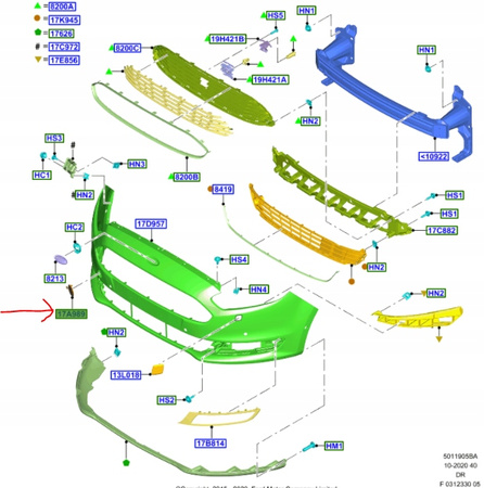 ZAŚLEPKA HAKA PRZÓD FORD GALAXY Mk4 2015- 1946191 _ EM2B-17F011-PBXWAA