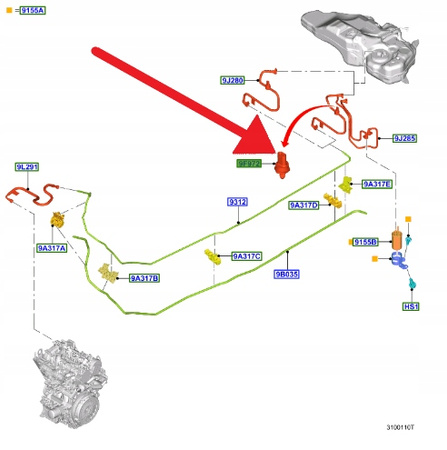 CZUJNIK CIŚNIENIA PALIWA 1.0 EB FORD FOCUS 18- OE 5795088 _ FU5A-9F972-AB