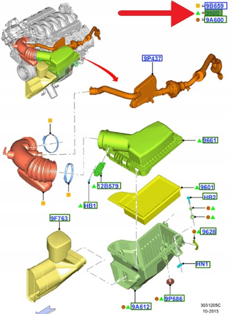 OBUDOWA FILTRA POWIETRZA 5.0 V8 FORD MUSTANG 2015- 2163599 _ FR3C-9600-BJ