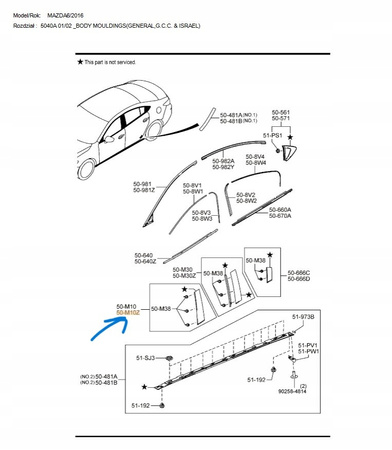 Nakładka lewa drzwi przednie - Mazda 6 GJ/GL_GJR950M20C