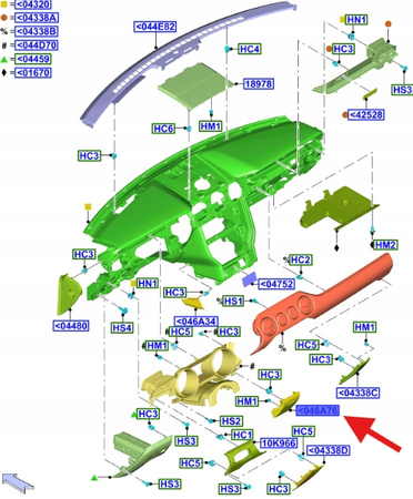 KRATKA NAWIEWU FORD MUSTANG 2017- 2023 OE 2165137 _ HR3B-63042D90-AB3ZHE