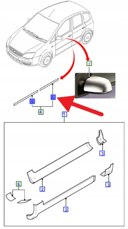 LISTWA DRZWI PRAWY PRZÓD FORD C-MAX 2003- OE 1316699 _ 3M5J-R23886-AA5ZCT