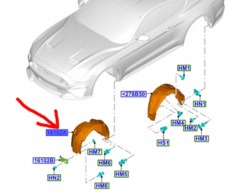 NADKOLE PRZEDNIE LEWE FORD MUSTANG Mk6 2017- Z WYGŁUSZENIEM