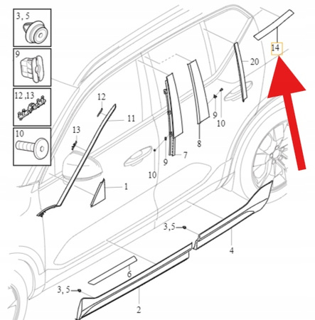PRAWA LISTWA SŁUPKA D VOLVO XC40 EX40 2018- OE 31463687