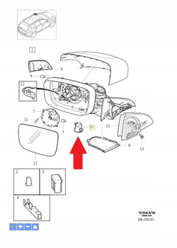 LAMPKA PODŚWIETLENIE DOLNE LUSTERKA VOLVO XC60 2009- OE 31217287