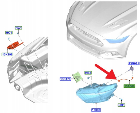 PRZEWÓD PRZETWORNICY ŚWIATEŁ FORD MUSTANG 2015- OE 5324219 _ FR3B-13A006-BA