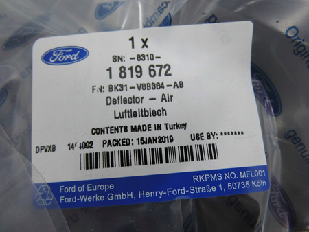 KIEROWNICA POWIETRZA FORD TRANSIT Mk7 2014- 1819672 _ BK31-V8B384-AB