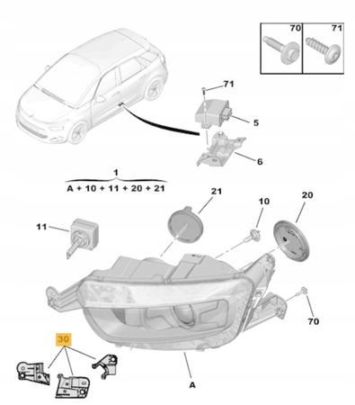 ZESTAW NAPRAWCZY REFLEKTORA LEWEGO CITROEN C4 PICASSO OE 1610496080