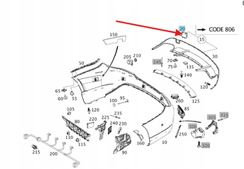 ZAŚLEPKA HAKA ZDERZAKA TYŁ MERCEDES CLA W117 OE A1178850522