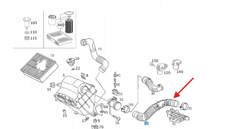 PRZEWÓD DOLOTU POWIETRZA MERCEDES SPRINTER W901 - W904 OE A9015285182