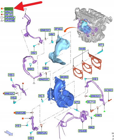 PRZEWÓD POW. OLEJU TURBINY 2.3 EB FORD MUSTANG 15- 2066984 _ FR3E-6K677-DA