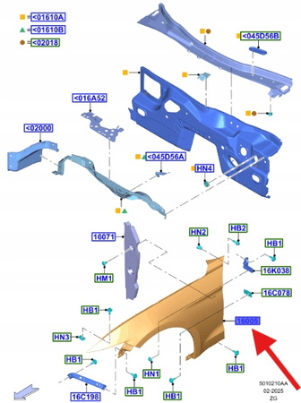 BŁOTNIK PRZÓD LEWY FORD MUSTANG MK6 2017- OE 2240315 _ JR3B-16006-BK
