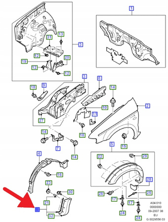 DOLNA LISTWA BŁOTNIKA LEWY PRZÓD FORD EVEREST RANGER 2006- 6M34-16A075-GB50