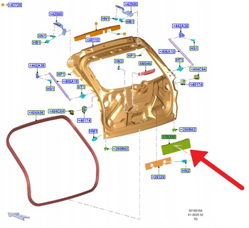 UCHWYT PODKŁADKA TABLICY TYŁ KUGA ESCAPE 2020- 2494265 _ LV4B-17A950-DA