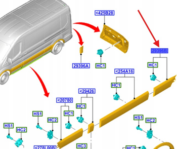 NAKŁADKA LISTWA BOCZNA PRAWY TYŁ TRANSIT 2019- 2309333 _ BK31-V29397-AD5YZ9
