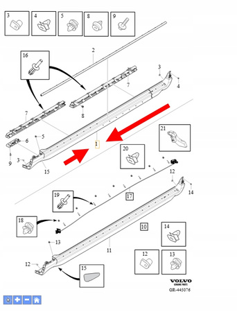 LEWY WSPORNIK LISTWY PROGOWEJ VOLVO XC90 2016- OEM/OE 31378129