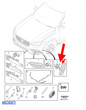 MOCOWANIE CZUJNIKA PARKOWANIA LEWY PRZÓD VOLVO XC90 OEM/OE 39825464