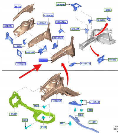 BELKA BOCZNA FORD C-MAX FOCUS KUGA CONNECT 13- 1870427 _ DV41-S10009-AD