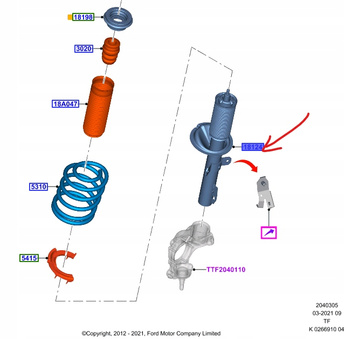 AMORTYZATOR PRZEDNI FORD TRANSIT CUSTOM 2014- 2149332 _ FK21-18045-BD