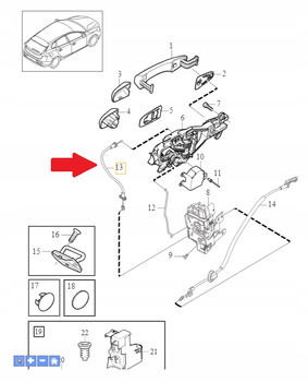 Linka zamka drzwi przednich Volvo V40/V40CC OE 31442882