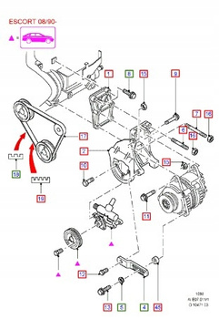 ROLKA NAPINACZA FORD ESCORT FIESTA DIESEL _ 1088100 _ 94FF-19A216-AC