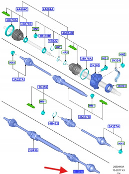 PÓŁOŚ OŚ PRZEDNIA FORD FIESTA 1.0ECOBOOST 2012- 1840192 _ RMCV17-3B437-B2D