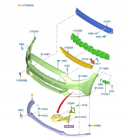 RAMKA KRATKA HALOGENU LEWA FORD MUSTANG Mk6 2015- _ 5298233 _ FR3B-17B969-AC5YZ9