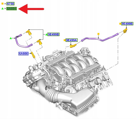 WĄŻ SKRZYNI KORBOWEJ PRAWY 5.0 V8 FORD MUSTANG 17- 2147552 _ JR3E-6K817-BB