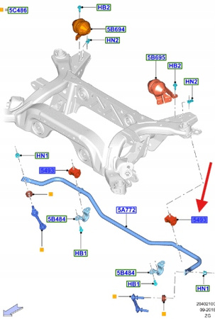 TULEJA DRĄŻKA STABILIZATYORA TYŁ FORD MUSTANG 2015- 5282195 _ FR3C-4A037-CC