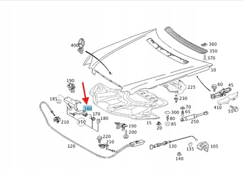 UCHWYT RĄCZKA OTWIERANIA MASKI MERCEDES E klasa W211 OE A2118870327