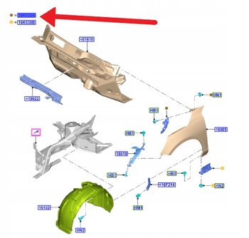 WSPORNIK BŁOTNIKA PRAWY PRZÓD FORD FOCUS 2018- 2290303 _ JX7B-A16C176-AC