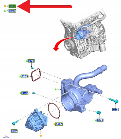 POMPA WODY 2.0L ECOBOOST FORD KUGA 2020- 2235116 _ K2GE-8501-AA
