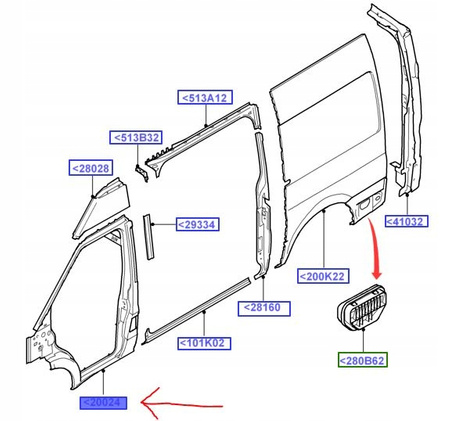 PŁYTA / RAMA BOCZNA PRZÓD PRAWA FORD TRANSIT Mk6