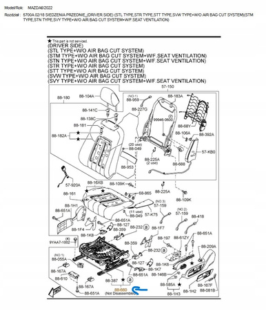 Regulator elektryczny fotela - Mazda 6 GL_GBWM88AF0 02
