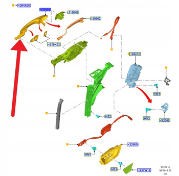 KLAMKA DRZWI TYŁ LEWA PRAWA FORD FOCUS 2018- OE 2342651 _ JX7B-22404-DAXWAA