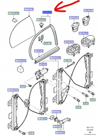 USZCZELKA SZYBY DRZWI PRZÓD RH FOCUS Mk1 99-_1221086_2M51-A21510-BA