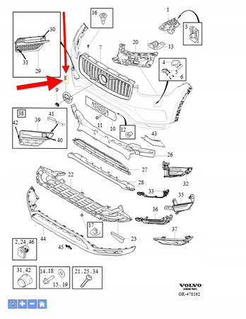 EMBLEMAT ZNACZEK LOGO VOLVO XC90 XC60 XC40 EX40 S90 S60 OEM/OE 31383645